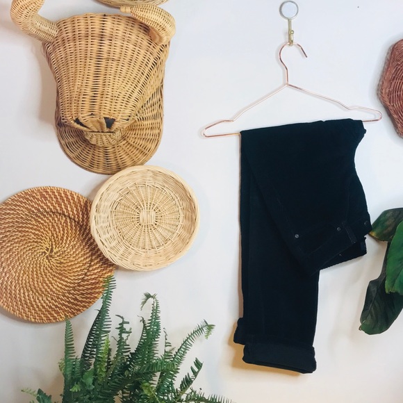 Vintage Pants - vintage 90s black petite curvy stretch corduroy